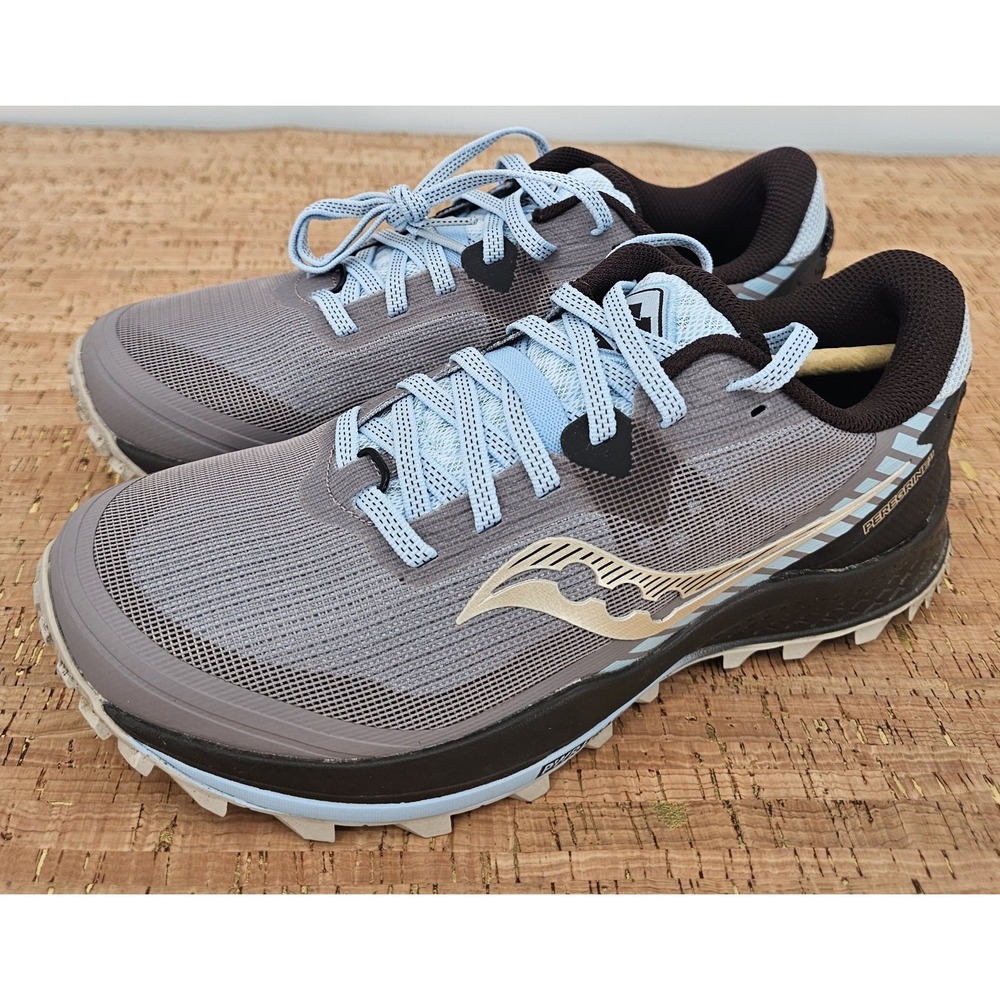 Saucony Peregrine 11 Shoes Womens 8 Trail Running Grey Blue Sneakers S10641-35